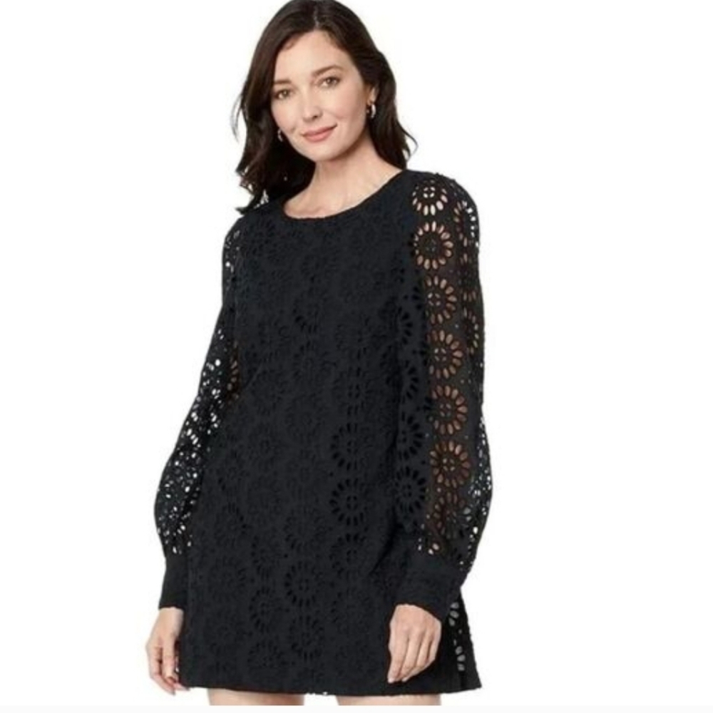 Lilly Pulitzer Aisha Pinwheel Eyelet Romper Dress Onyx Size 16